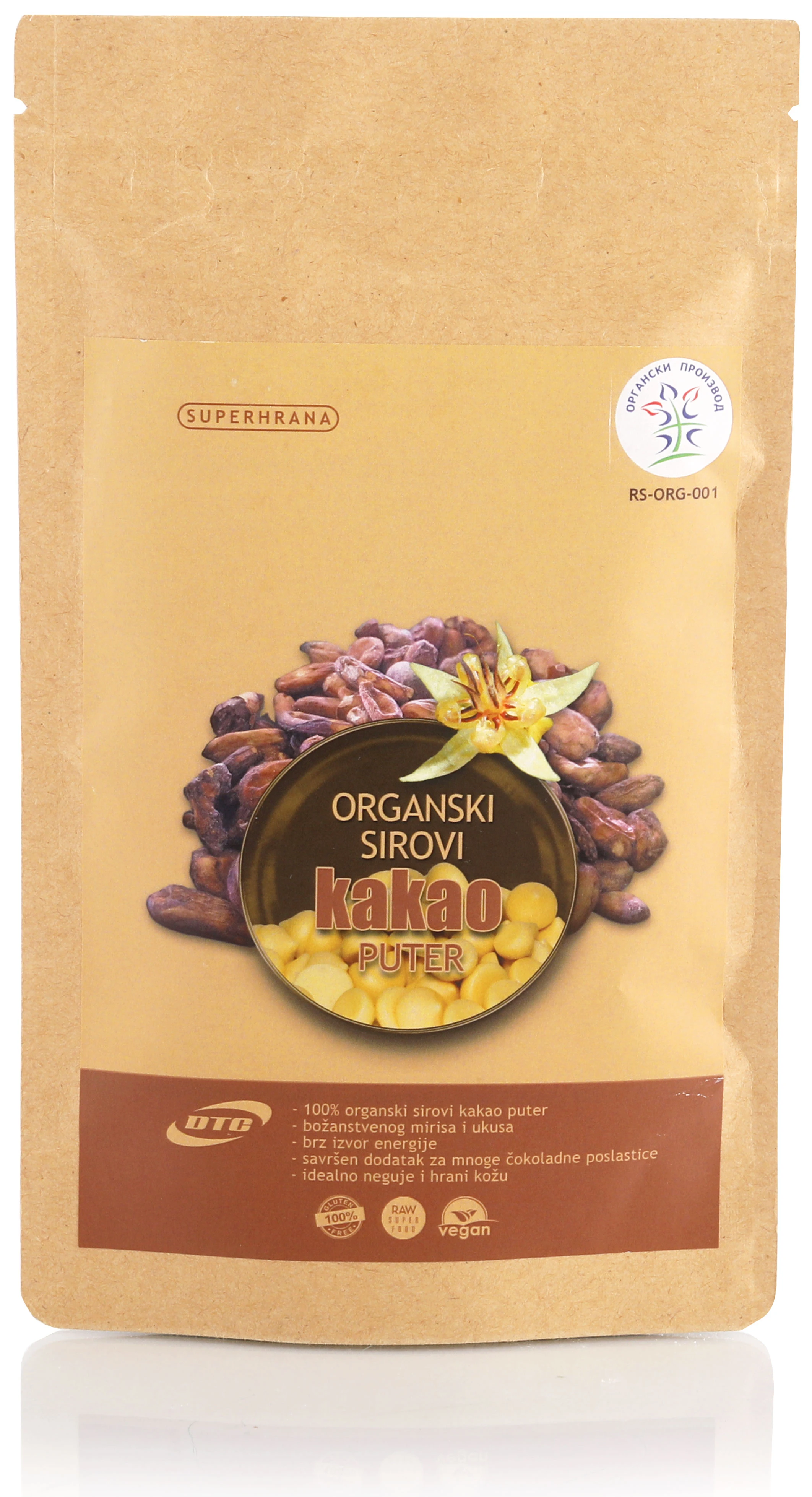 Kakao puter sirovi (organski proizvod) 100 g Superhrana